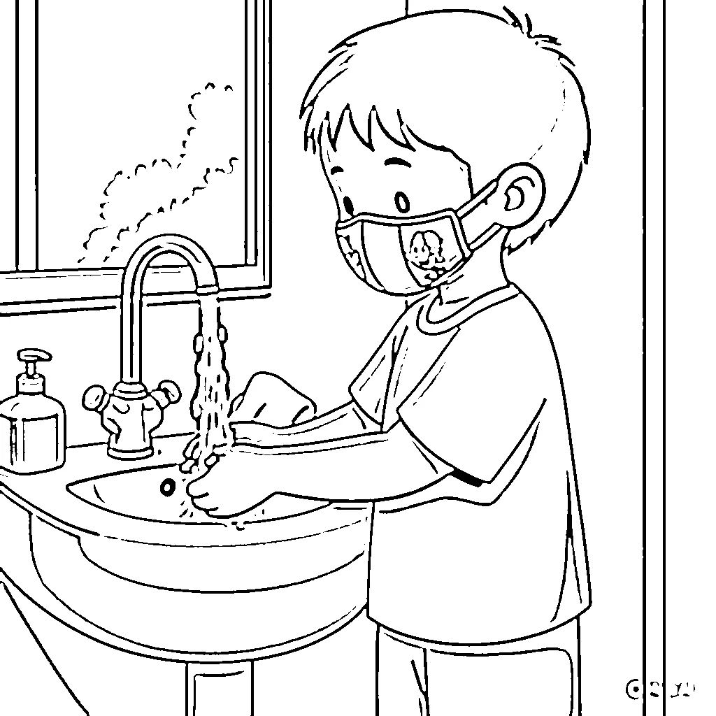 Gambar Gambar Mewarnai Anak Cuci Tangan siap untuk diwarnai